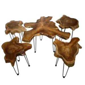 طقم طاولة خشب طبيعي